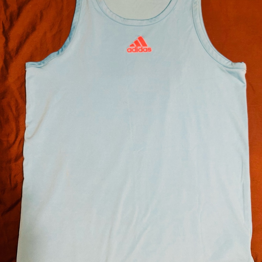Adidas Sky Blue Tank with Vibrant Red Logo - Picture 3 of 6